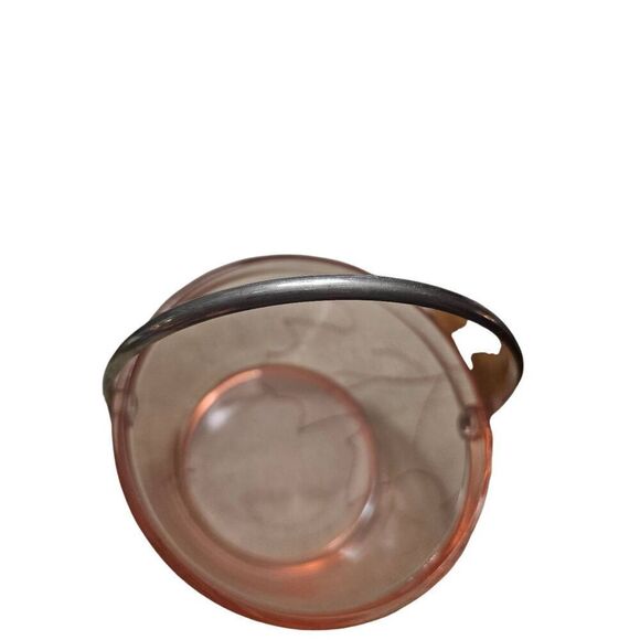 Pink Depression Glass Candy Dish Ice Bucket Chrome Handle Vintage EUC - Picture 5 of 7